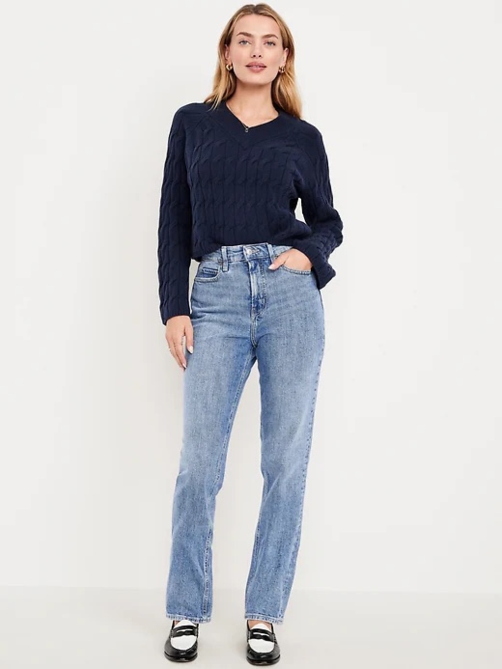 Old Navy Extra High Waisted Straight Leg Jeans